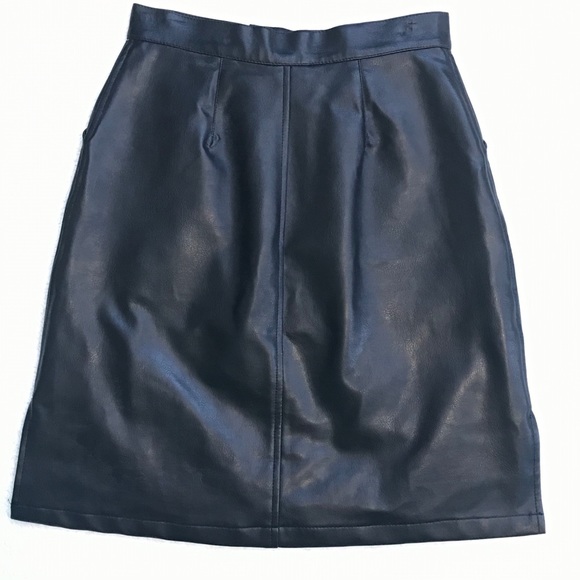 Accomplice Vintage Black Faux Leather Skirt Hot Goth Wednesday Vibe Size 7 - Picture 6 of 6